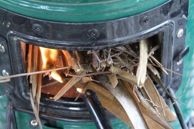 Getting the fire started in the stove for the first time, I didn't really understand how the stove was meant to work with wood.