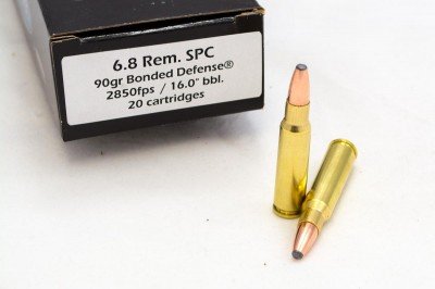 If you want to knock from afar with an AR-type rifle, check out the 6.8 Remington SPC cartridge.
