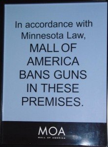 Mall of America's no gun allowed sign.  (Photo: CPRC)