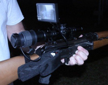 Here is the Digital Crosshairs at night, mounted on an AK-47. 
