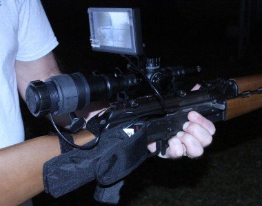 Prepping 101: Cheap Night Vision Riflescopes Here is the Digital Crosshairs at night, mounted on an AK-47.