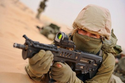 The actual IDF gun. IWI is replicating them in the US, and you can buy one. Blonde not included.