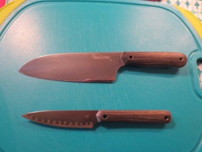 The two knives I purchase. The Santoku along with the titanium paring knife.