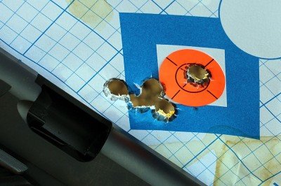 Almost one hole. This gun shoots nicely.