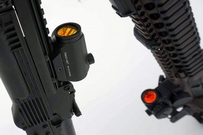 The Primary Arms Micro Dot--Easy on the Wallet The reflective coating on the front lens cuts glare, but adds color.