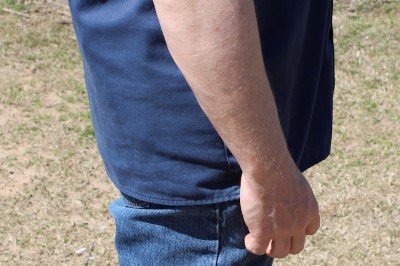 The 42 under my shirt. 