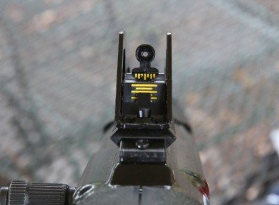 The adjustable sights are crude but work. This is the rear sight. 