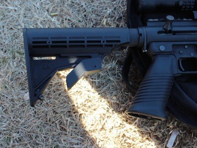 The adjustable stock. 