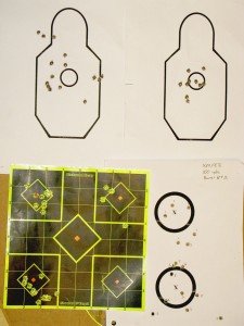 Results of accuracy and return to zero testing at 50 and 100 yards. The top targets were shot at 50 yards while the bottom targets were shot at 100 yards.