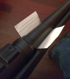 Savage M-11 Trophy Hunter XP Package Review The barrel is free floated. I could easily slide a card all the way back to the receiver.