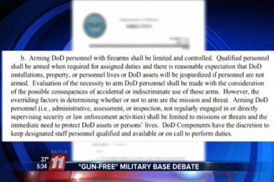 The policy on guns on military bases.  Makes no sense!  (Photo: KKTV)