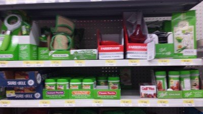 Walmart is a great resource for canning supplies. You don't need pectin or salt to can. Follow modern directions instead of old wivestale directions. 