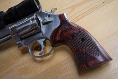 The stocks are two piece wood with internal pins to keep the halves from shift around.