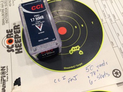 The CCI FMJ turned in an amazing .78-inch group for 6 shots at 50 yards.