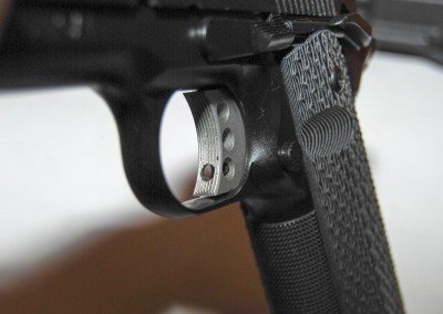 The aluminum trigger has an inset overtravel adjustment. 