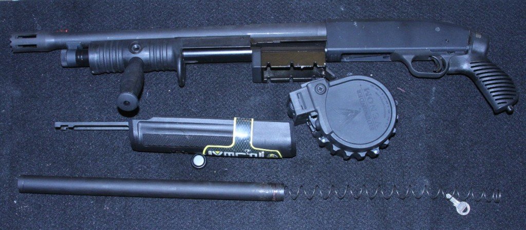 Build an 11 Shot Mossberg 500 - Detachable Mags, No Gunsmith Required! This is the system laid out so you can see what goes where. I no longer need my FLEX forend assembly and magtube.