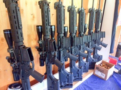 Just a few of the rifles used. They're all stock models, with the exception of the Magpul PRS Precision-Adjustable Stocks.