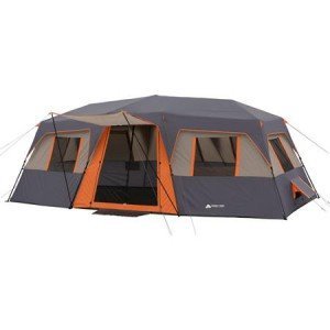 This Ozark brand Walmart tent is currently $209 online, and includes two queen sized blow up beds and free shipping. The Amazon reviews of this tent, (selling for much more money on both Amazon and Ebay), are very good and it has attached "easy up" poles. The reviews warn that the poles are a little flimsy, which is a complaint I personally have had with large and inexpensive family tents. 