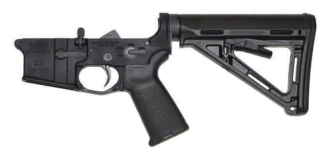 Some lowers, like this PSA, come decked out with all of the controls, and a stock, and a grip.