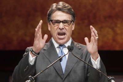 Gov. Rick Perry gives a speech during the Texas GOP Convention in Fort Worth, Texas on Thursday, June, 5, 2014. In his address, the longest-serving governor in the state's history focused more on the future and national issues than his political legacy at home. (AP Photo/Rex C. Curry)