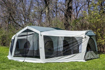 Prepping 101: Large Portable Family Shelters This is the Tahoe Gear Carson. It has pretty good ratings but is only on Ebay right now for $299. For mosquito infested Florida I like the screen room with a floor.
