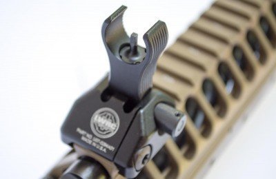 The LWRC flip up sights are outstanding.