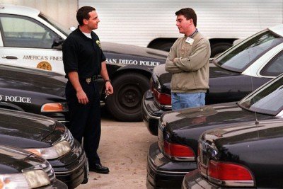 Jordan Omens, left, at the police academy. (Photo: Union-Tribune file)