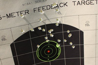 Dialing it in from 200 yards. As you can clearly see, I was hitting high.