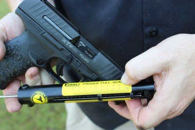 The trigger breaks at 5 pounds.