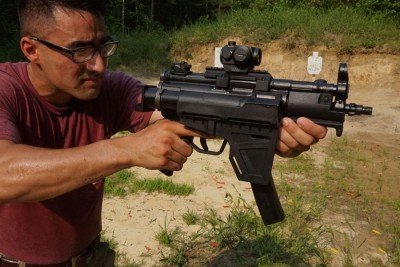 While it is possible to hold the gun out like this, it isn't easy. These are natural SBRs, but can be awkward as pistols.