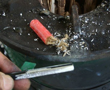 The FireCrackle wicks are very easy to crush and fluff up. This is probably because he dips them in parrafin first before coating them with the pine pitch. 