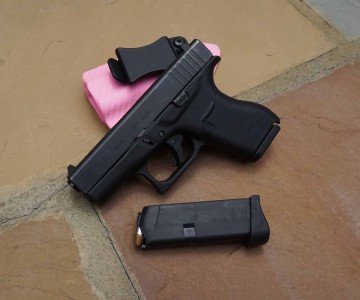 The GLOCK 42 and a Black Rhino holster.