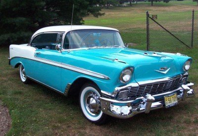 A 1956 Bel-Air. Back when cars looked good. Perhaps the inspiration for the Bel-Air came from the handsome Chevy.
