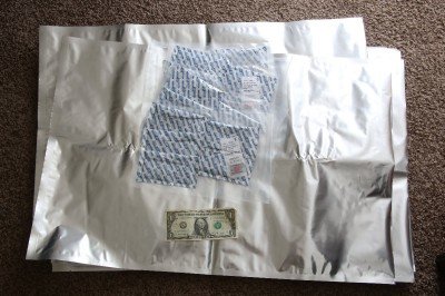 This is the size of the 20 x 30 bag, with some oxygen absorbers I got in a package from a seller on Ebay. 