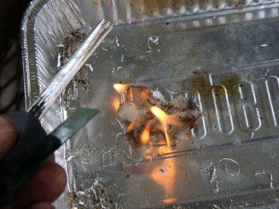 I broke the soft, cottonlike pellet apart and it sparked up instantly. You could use half of one really. 