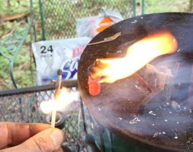 This was still burning several minutes later when I tested the Walmart Stormproof Matches in a pretty good gusty wind as a storm road into town. Those matches are kind of a gimmick, but they work. 
