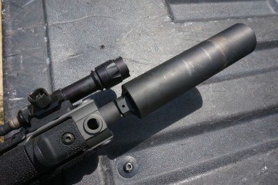 The Best 5.56 Silencer for the Money? Griffin Armament's Spartan 3 The Griffin Spartan 3 can be pinned in place to form add length to a shorter barrel.