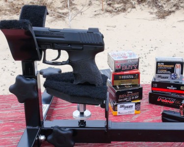 Heckler & Koch P30SK: A Carry Gun You’ll Want to Carry to the Range! My setup for testing accuracy. It still leaves room for human error - but not much.