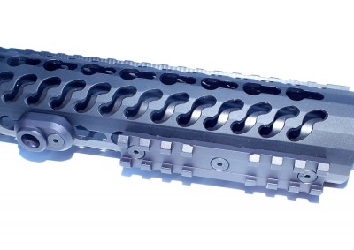 The Keymod float tube forend comes with a section of rail and a swivel attachment point.