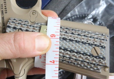 Colt M45A1 Close Quarters Battle Pistol (CQBP) - Review & Range Report The grips on this Colt are beefy. The grip circumference is about the same as my doublestack 45s.