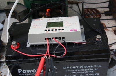 I suggest using a cheap 30 amp charge controller anytime you are charging storage batteries. You can get this one on Ebay for about $30. 