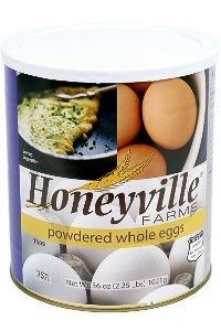 The other specialty food that I don't think there is a viable replacement for are these whole powdered eggs from Honeyville. They are currently sold out, but when you can get them, they are 6,240 calories per can, which is $22.29 ($20 each in a case of 6), which is 280 calories per dollar. 