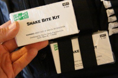 I bought some of these snake bite kits and some eye wash kits from Pac Kit. 