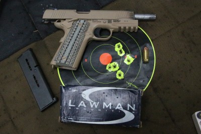 Colt M45A1 Close Quarters Battle Pistol (CQBP) - Review & Range Report Speer roundball was very tight and close to point of aim.