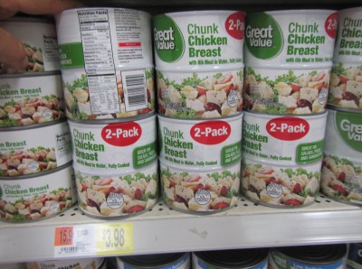 If you want to talk about prime survival food, these cans of Chunk Chicken Breast are 2 for $398. Each can has 540 calories, which works out to 271 calories per dollar. 