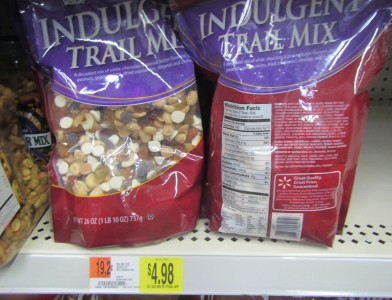 These bags of Trail Mix are 3500 calories, which are similar to the 3600 calorie MayDay bars. At $4.98 per bag, that works out to 703 calories per dollar. 