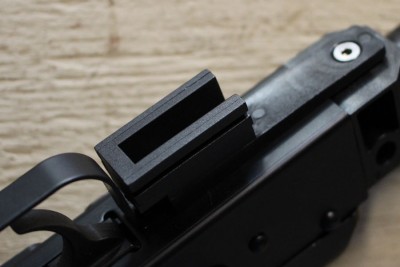 This section of rail guides the grip/stock combo's travel.