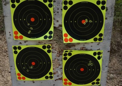 These shots were made with the red dot and the arm brace. Not bad for an AK pistol, but surgical accuracy is hardly the point.