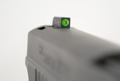 The new night sight is a Tritium lamp surrounded by a fiber-optic ring for improved daylight visibility.