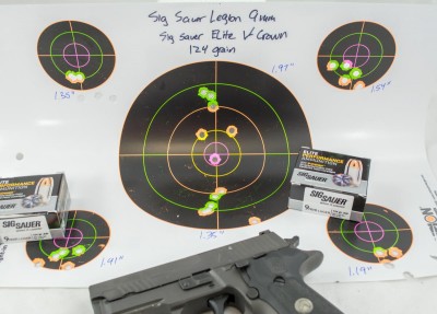 All (6) five-shot groups using Sig Sauer's 124 grain V-Crown load came in at less than two inches.